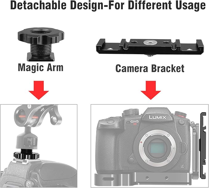 Chromlives Hot Shoe Mount Bracket Dual Hot Shoe Extension Bar Aluminum Mounting Plate Adapter Double Extension Shoe for LED Video Light Screens