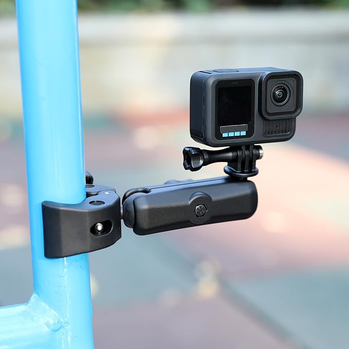 GEPULY Super Clamp Mount with Dual Ballheads & Phone Holder 20-50mm for GoPro Hero Series, Insta360, DJI OSMO Action Cameras, DSLR, Motorcycle, Handlebar, Desk, LED Light, Flash Light