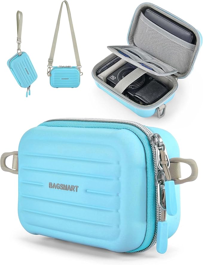 BAGSMART Digital Camera Case, Protective & Waterproof Small Camera Case with Shoulder Strap, Lightweight Camera Sling Bag for Canon PowerShot ELPH 180/190 / Sony DSCW800/DSCW830 - Blue