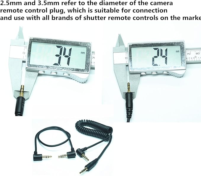 3.5MM-DC3 (MC-DC3) for Nikon Cameras Z5II/Z50II/ZR Shutter Release Cable is Suitable Connect The Timer, Camera Shutter Controller and Indoor Flash Trigger Cable (3.5mm-DC3 2pcs)