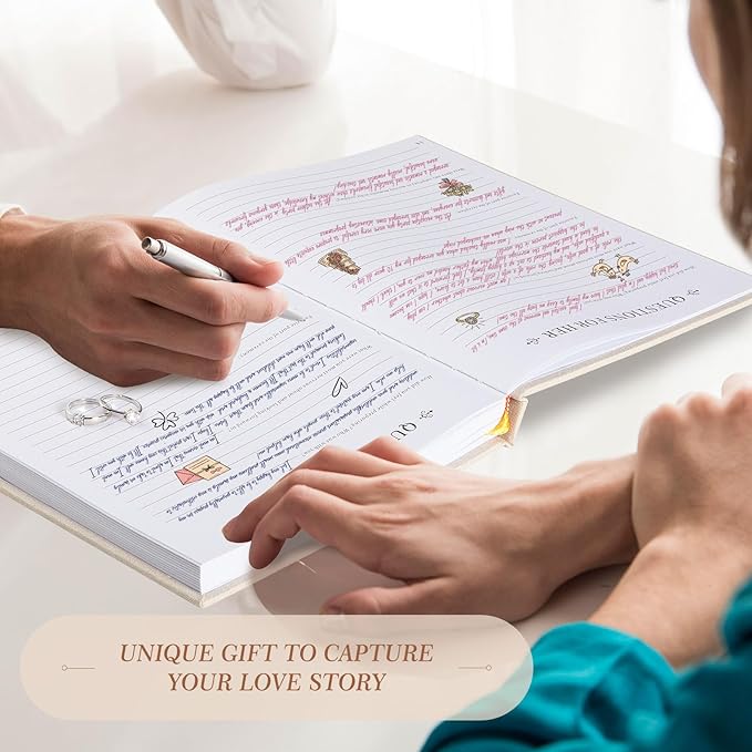 Lanpn Wedding Anniversary Journal Notebook - Linen First Year to 70th Anniversary Scrapbook Memory Book for Couples - Newlywed Marriage Journal Wedding Anniversary Book Gifts (Grey, 190 Pages)