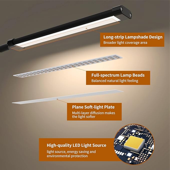 iZELL LED Desk Lamp for Home Office with Clamp [77 LEDs Light 3 Color Modes & 10 Brightness Levels] Flexible Gooseneck Book Lights, Easy Clip on Reading Headboard