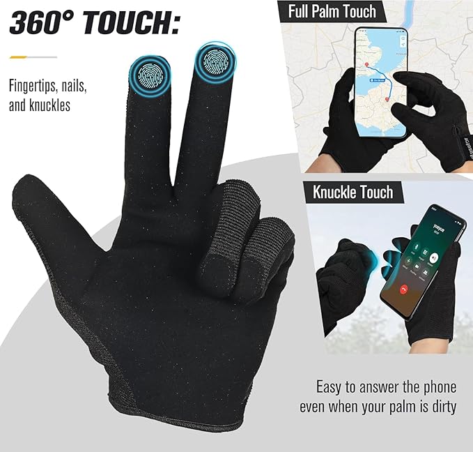 eLusefor Natural Tactile Shooting Glove: Seamless Wrap-Fingers Design, 360° Touchscreen Freedom, Customizable Badge