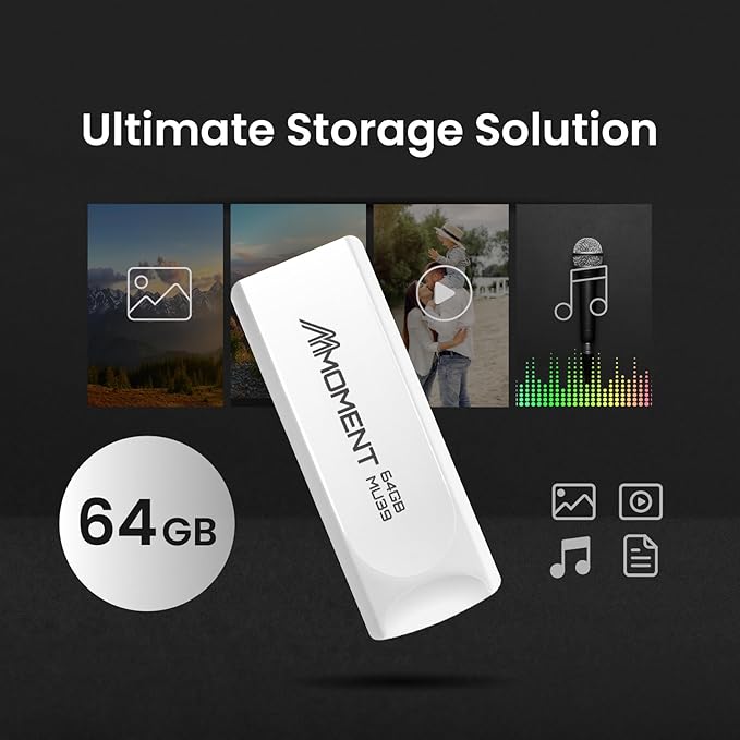 MMOMENT 64GB (5 Pack) MU39 USB Flash Drive– USB 3.2 Retractable Thumb Drive with Sliding Connector, Up to 100MB/s Read, 30MB/s Write – Plug & Play Memory Stick for PC, Mac, TV, Car