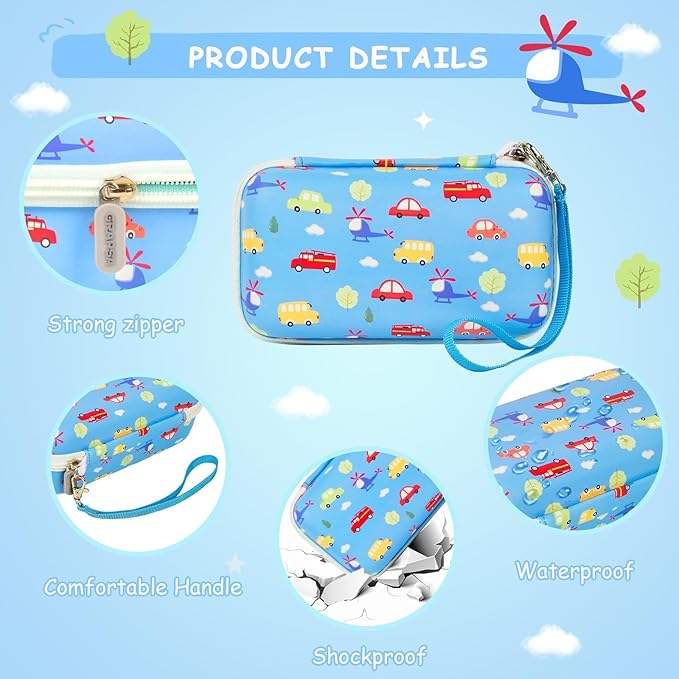 Case Compatible with DYLANTO for ESOXOFFORE for ETIKEZ for YTETCN for DUDUDRAGON Instant Print Camera, Kids Camera Storage for Accessories (Box Only) (Case and 3 Paper Rolls, Blue-Car)