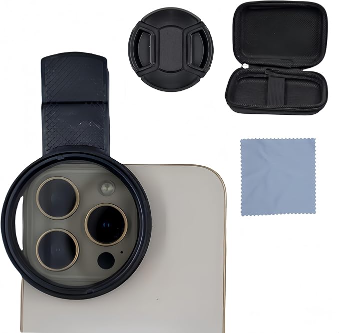 52mm Clip-on CPL Phone Camera Lens Filter, Universal Polarizing Filter with Clip Kit, Compatible with iPhoneSamsung/Android Smartphones