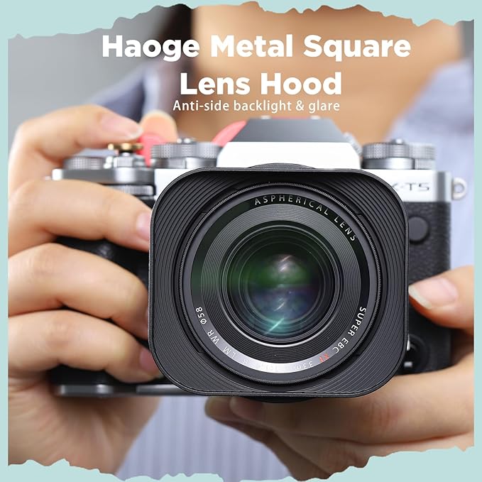 Haoge LH-X33 Lens Hood Metal Square Bayonet for Fujinon XF16-50mm F2.8-4.8 R LM WR,XF33mm F1.4 R WR Lens, Fuji XF 33mm f/1.4 R LM WR Hood Shade