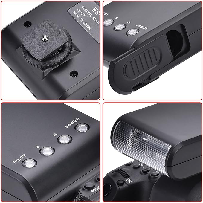 Mini Flashlight, Portable Digital On-Camera Flash Speedlite, Hot Shoe Mount Flashlight for DSLR Cameras
