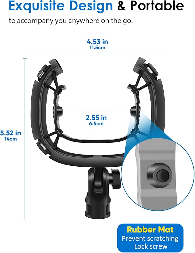 Yeti Nano Shock Mount with Pop Filter, Custom Built for Yeti Nano Mic，Anti-Vibration Suspension Shock Mount Holder Clip Compatible with Blue Yeti Nano Microphones