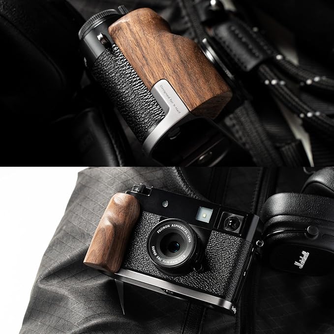 SMALLRIG X Half Wooden L-Shaped Mount Plate for FUJIFILM, L Plate with Ergonomic Wood Side Handle, Includes Hot Shoe Cover (Silver) - 5223