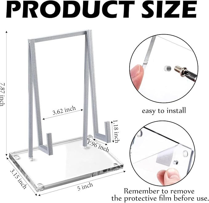 Shimeyao Metal Display Easel Stand Clear Tabletop Easel Stand Modern Abstract Tabletop Display Holder for Books Plate Photo Frame Artwork Record Albums( 8 x 5 x 3 Inch)