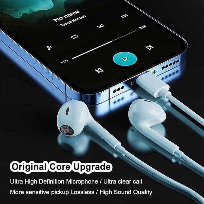 2 Packs USB C Headphones for iPhone 16/15 Phone Earbuds with Microphone & Volume Control HiFi Stereo Type C Earphones for Galaxy S23/S22/S21/S20/Ultra Note 10/20, for Pixel 7/6/6a/5/4,for OnePlus 9 8