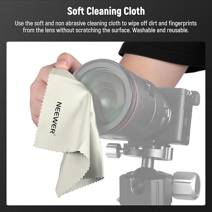 Neewer 77mm Lens Cap Kit (2 Pack), Lens Cover with Anti Loss Strap and Cleaning Cloth, Compatible with Canon Nikon Sony Fujifilm Panasonic Camera Lens of 77mm Diameter