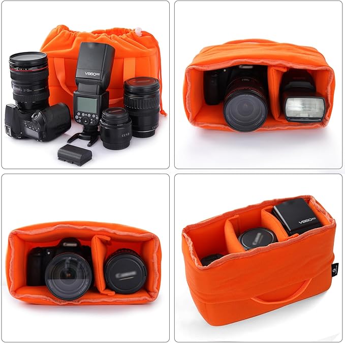 Koolertron Shockproof Camera Photo Bag for SLR TLR Camera Insert Partition Padded Case,Can be Put Directly Into the SLR Camera Bag With Freely Adjustable Compartment