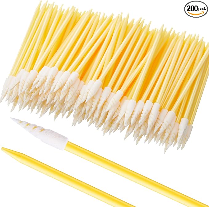 Chinco 200 Pieces Cleaning Swab Sticks Sponge Foam Tip Swabs for Inkjet Printer, Print Head, Camera, Optical Lens, Optical Equipment (Yellow)