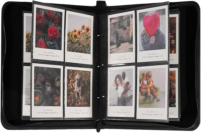 240 Pockets Portable Binder Large Photo Album Book For i-Type Square Polaroid Photos and Instax Wide Film Pictures (Black)