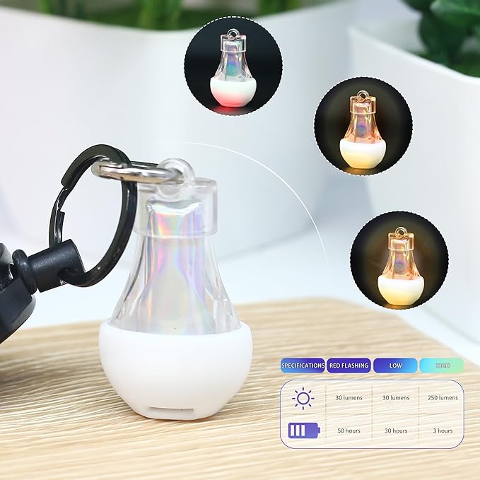 Mini Lantern LED Flashlight, Small Keychain Flashlight Rechargeable USB, Waterproof Pocket Purse Light with Magnetic for Camping Nighttime, EDC Gear Tools Keychian Light (Warm White-2Pcs)