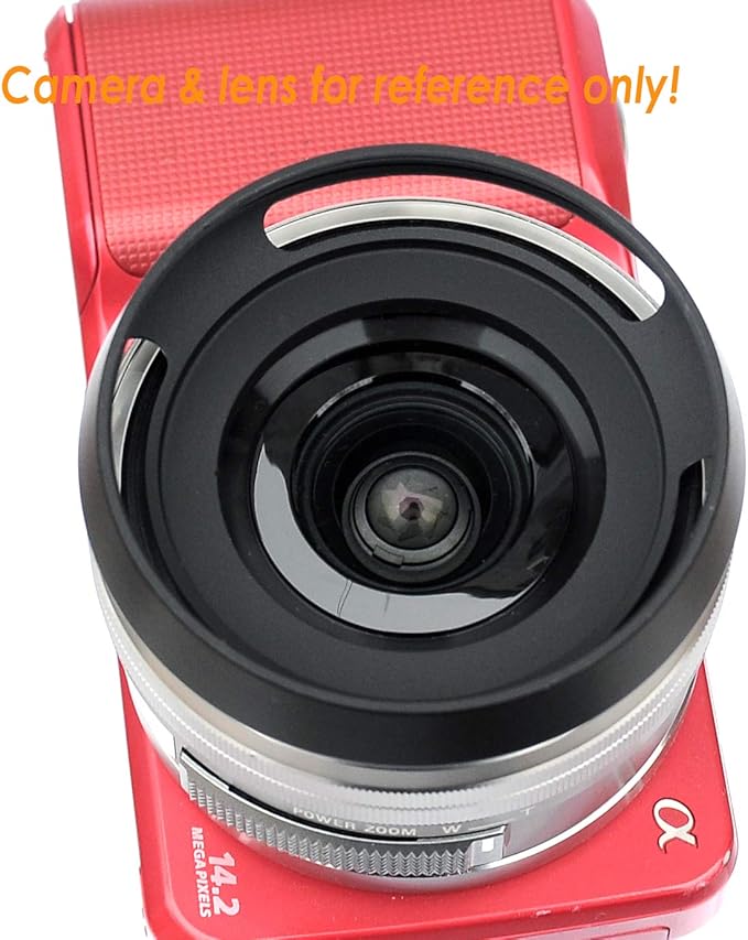 Fotasy 39mm Slim Low Profile Designed Metal Curved Metal Screw-in Lens Hood Shade for Leica Leitz Voigtlander Canon Fuji Nikon Olympus Panasonic Pentax Sony, 39 mm Hood