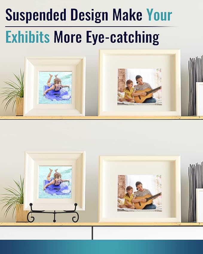 Lzerking Iron Display Stand 5 Packs, 8 Inches Plate Stand Picture Stand Photo Stand for Display, Black Foldable Easel Stand Holder for Photo Frame, Artwork, Collection, Decorative Plate, Book, Office