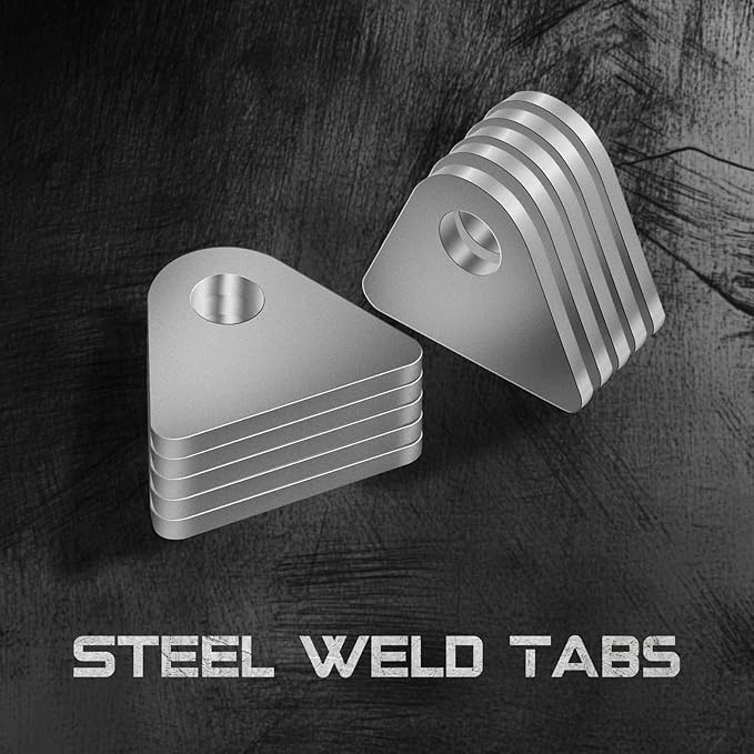 Weld on Tabs, Steel Shock Basic Weld Tab, Universal Weld on Tabs Flat Bottom Mount with a 1/2" Hole.1-8/9" Height, 2-2/7" Wide, 1/5" Thick Pack Of 10 Tabs Steel Mounting Bracket OywhC-6
