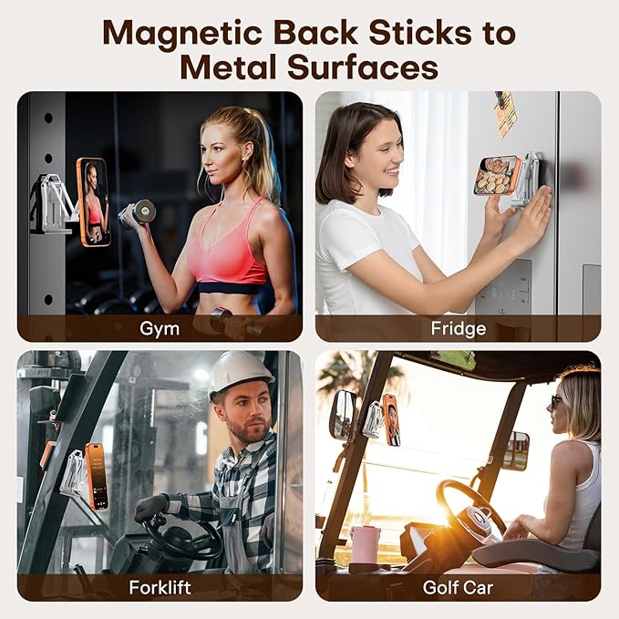 OMOTON 360°Rotating for MagSafe Tripod Mount, Adjustable Aluminum Magnetic Phone Tripod for iPhone 17/16/15/14 Pro Max Air, Foldable Cell Phone Stand Fits Vlog, Gym, Travel Essentials, Silver