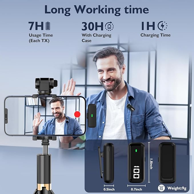 Upgraded 3 in 1 Wireless Lavalier Microphones with Charging Case for iPhone&USB C Android&Laptop,Noise Cancelling Lapel Mic Cordless Mini Mic for Video Recording Vlogging, YouTube, Interview