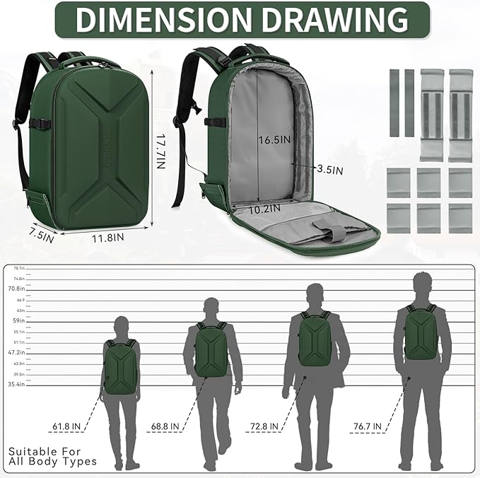 Camera Backpack, Hardshell DSLR Photography Camera Bag with Rain Cover, Waterproof Hard Shell Camera Case with Tripod Holder & 15.6" Laptop Compartment Compatible with Canon/Nikon/Sony/DJI Mavic Drone