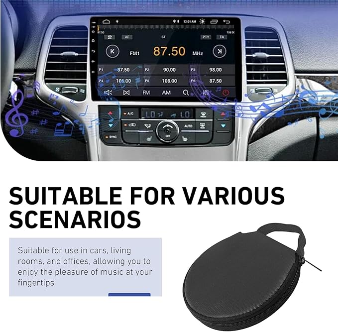 1 PC Car CD Case, Oxford Cloth Round CD Storage Bag with Handle, Waterproof Portable Large Capacity DVD Wallet File Organizer, Universal for Most Cars, Homes (Black)