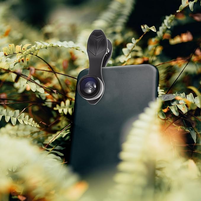 Zerodeko Wide-Angle Macro Lens Kit for Phone Camera, Portable Clip-on Phone Lens Attachment, 10-in-1 Multifunctional External Camera Filter Set, Compatible with Smartphones, Black