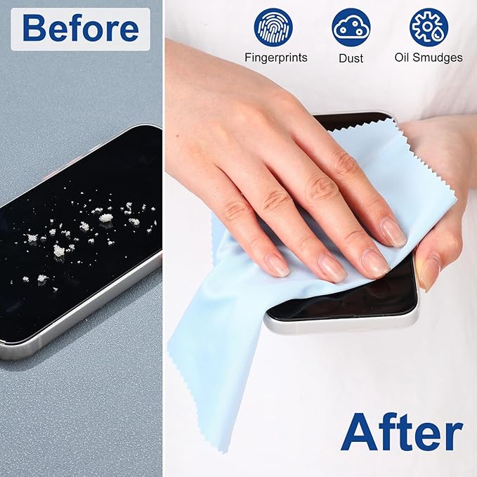 Frienda 50 Pcs Microfiber Cleaning Cloth for Glasses 6x7 Inch Lens Eyeglasses Cleaning Cloth Sunglasses Electronics Glasses Optical Cleaner Wipes Bulk for Camera Lens Eyeglass Screen(Blue)