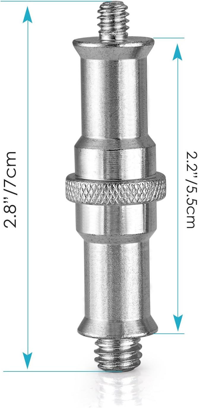 Neewer 2 Pieces Standard 1/4 to 3/8 inch Metal Male Convertor Threaded Screw Adapter Spigot Stud for Studio Light Stand, Hotshoe/Coldshoe Adapter, Ball Head, Wireless Flash Receiver, Trigger - ST24