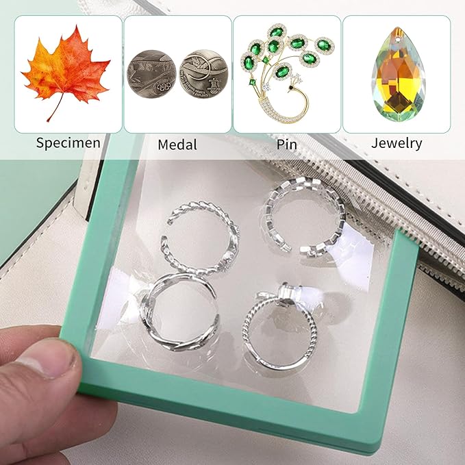 20 Pcs Floating Frame Case with Stands, 3.5X 3.5 x 0.8 inch, Challenge Coin Display,Transparent PE Jewelry Storage Box, Floating Display Holder Stands for Antique Challenge Coins colourA