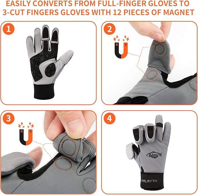 Palmyth Flexible Fishing Gloves Warm for Men and Women Cold Weather Insulated Water Repellent Great for Ice Fishing Fly Fishing Photography Motorcycling Running Shooting Hiking