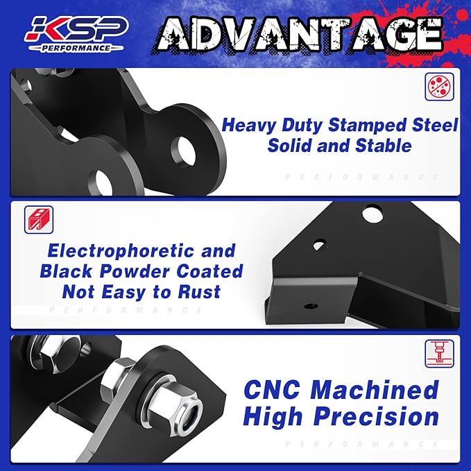 KSP 3-5" Adjustable Shock Extender for Chevy Silverado C1500 1988-1998, GMC Sierra C1500 1988-1998, Adjustable Rear Lowering Shock Mounts for Trucks Pickup