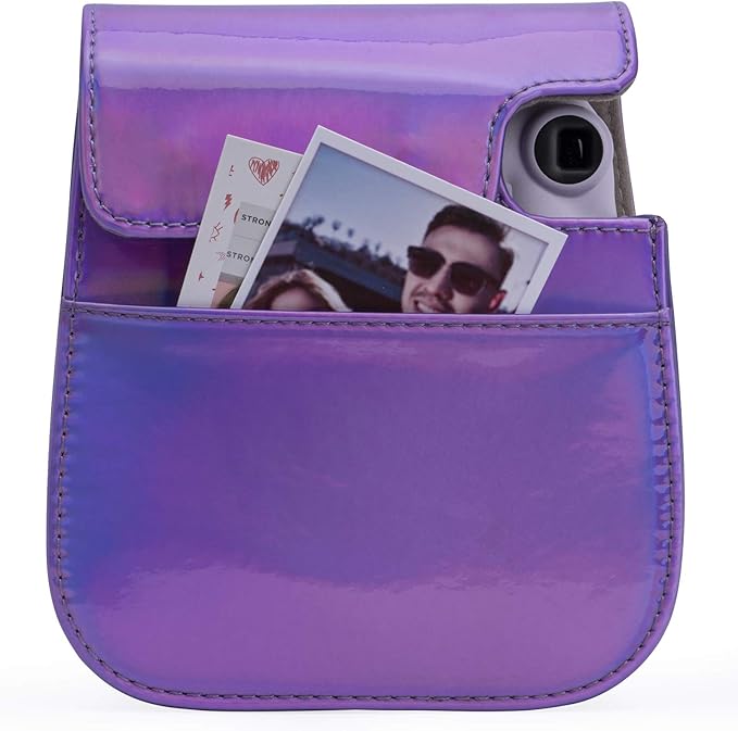 Frankmate PU Leather Camera Case Compatible with Fujifilm Instax Mini 11 12 Instant Camera with Adjustable Strap and Pocket (Magic Purple)