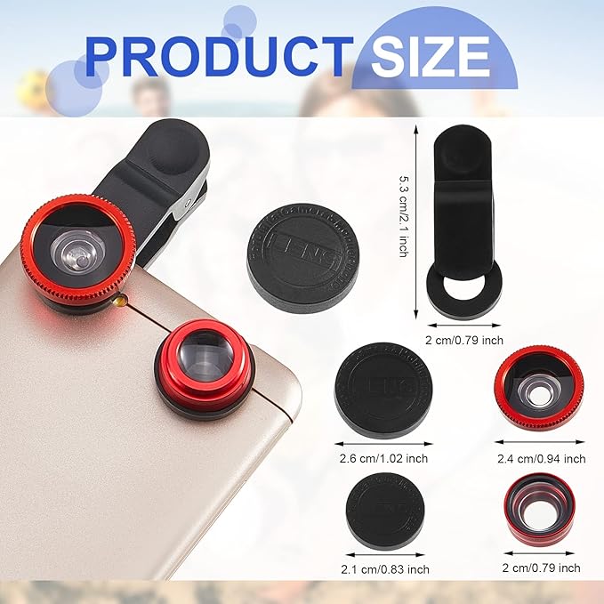Flutesan 2 Pack Universal 3 in 1 Camera Lens Kit Phone Camera Shot Clip Fisheye Macro Wide Angle Lens Cell Phone Shot Attachments Compatible with Most Smartphones for Video, Live Show, Vlog