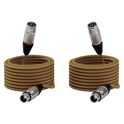 XLR Cables 25 ft 2 Pack，Durable Nylon Braided Male to Female Microphone Cable,Cord for Recording Mixer Amplifie Speaker, OFC Shielded and Balanced XLR