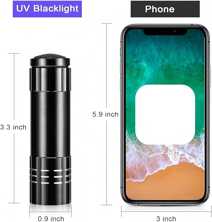 Riakrum 12 Pcs UV Blacklight Flashlights LED Handheld Mini Light Flashlight Small Portable Detector 395nm 9 LED Light for Pet, Carpet Dry Stains Detection, Spot Scorpions, Resin Curing (Black)