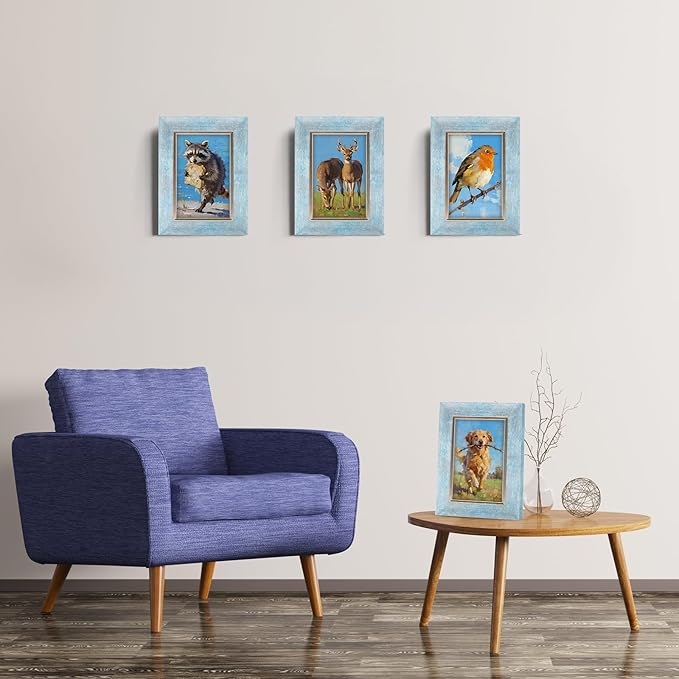 XUANLUO 4x6 Picture Frames Set of 4 Rustic Retro Photo Frame with HD Plastic Cover for Wall Mount and Tabletop Display Family Friends Wedding Gift