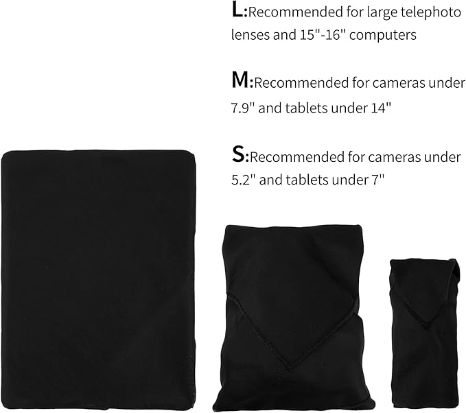 3pcs Pack Camera wrap, Protective Wrap, Magic Self-Adhesive Cloth, Anti-scratch Lens Camera Wrap, Folding, Washable, Lens pouches, Soft cloth with a sticky for camera Black