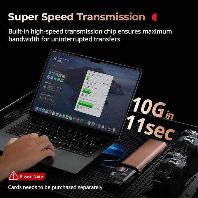 SmallRig Multifunctional Card Reader & Card Holder (CFexpress Type A), with Slot for AirTag, High-Speed Memory Card Reader for SD, SDXC, Micro SD, SDHC, 3 Card Read Simultaneously, 10 card slots -5361