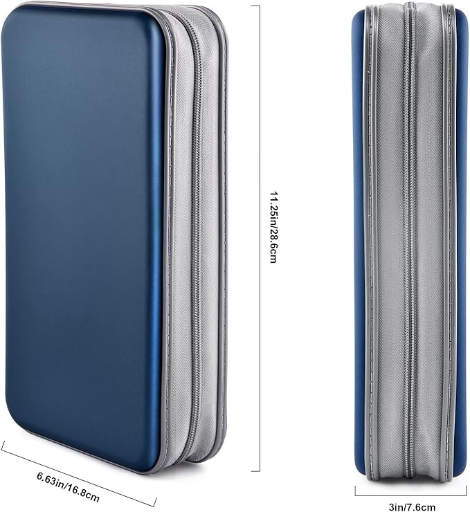 DVD Case, Bivisen CD Case Holder Wallet Binder 96 Capacity CD/DVD Cases Storage Holder Binder Organizer Wallet Book for Car Home Travel (Dark Blue)