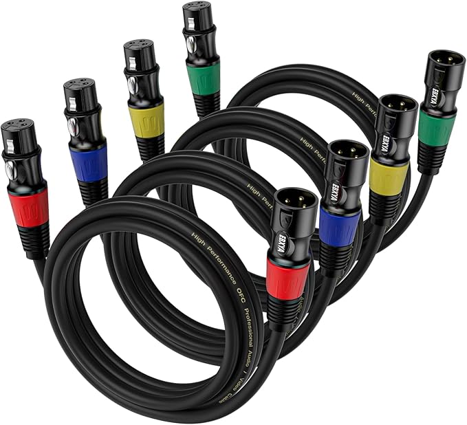 EBXYA 3ft XLR Cables 4-Pack - Male to Female Microphone Cable with Balanced Shielded Speaker Cable