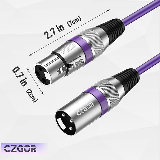 XLR Cables 25 ft 6 Pack, 3-Pin XLR Microphone Male to Female Cable, Compatible with Microphones, Mic Mixer, Speakers and More, Multi-Color 25 Feet