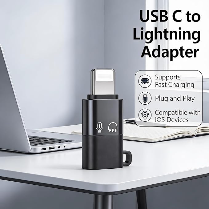 USB C Adapter for Lightning Port Devices for DJI Mic Mini, Fast Charging, for iPhone 8-14,Smartphone/PC/Mac ConnectorWireless Microphone Receiver Audio Accessories (2Pack)