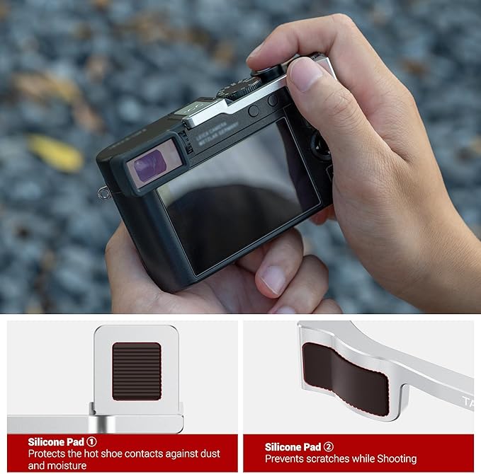 D-LUX8 DLUX8 Thumb Up Grip, Aluminum Alloy Thumb Grip for Leica D-LUX8, with Hot Shoe Cover Protector Thumb Rest Support Holder, Not Affect The Use of D-LUX8 Camera Buttons, D-LUX 8 Accessories-Silver