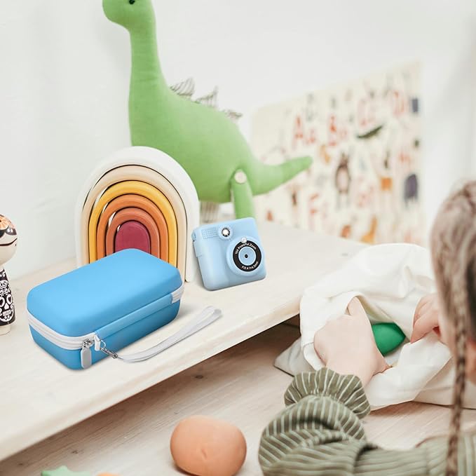 Grapsa Kids Instant Print Camera Case and 3 Rolls Instant Camera Refill Print Paper -Blue