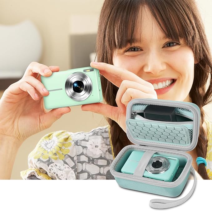 Digital Camera Carrying Case Compatible with Canon PowerShot G7 X Mark II/ G7X Mark III Digital 4K Vlogging Camera/for CAMKORY/for Lecran and More, Compact Small Camera Storage Bag for Kids (Green)