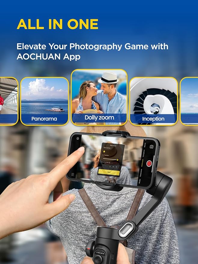 AOCHUAN 3-Axis Gimbal Stabilizer for Smartphone Smart XE & B10 Storage Bag
