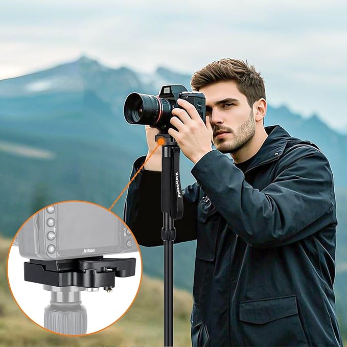 koolehaoda Camera Quick Release Plate 323 RC2 Aluminum Rapid Connect Adapter with 1/4" and 3/8" Screw Mount Plate Fit for Manfrotto Tripod Monopod Head